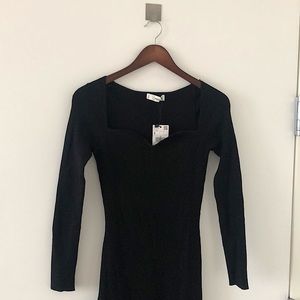 NWT Mango Black Khaite Insp Midi Ribbed Dress